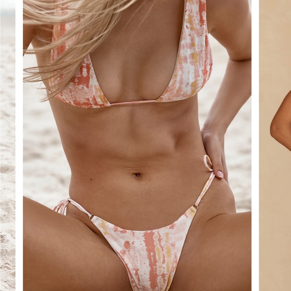 MONDAY SWIMWEAR PALM SPRINGS PALOMINO PEACH SUNSET TIE DYE PRINT BIKINI S